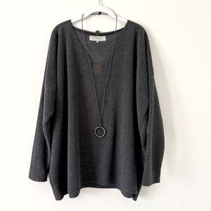 Henriette Steffensen Fleece Long Sleeve Grey Sweater Size Medium